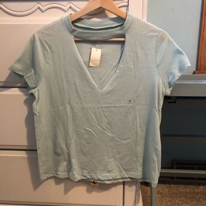 AEROPOSTALE SERIOUSLY SOFT V-NECK CHOKER TEE